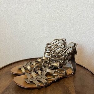 Giuseppe Zanotti Napa Silk Boost Gold Gladiator Flat Sandals Size 37.5 US 7.5